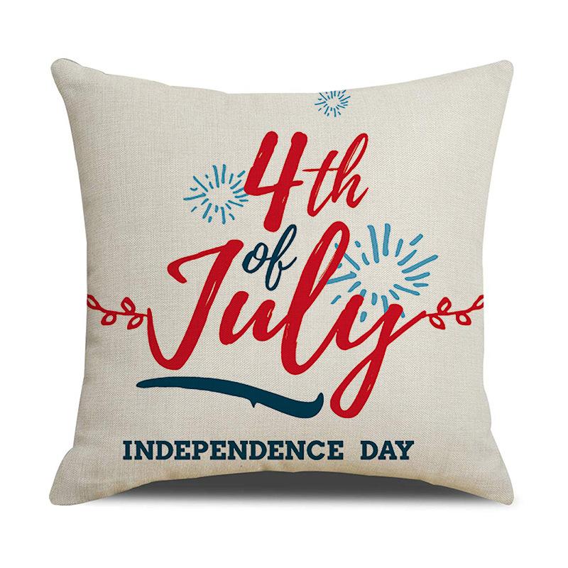 American Independence Day Linen Series Multiple Pillow Covers Simple Festive Printed Cushion Cover Sofa Pillow Cover Home Quality