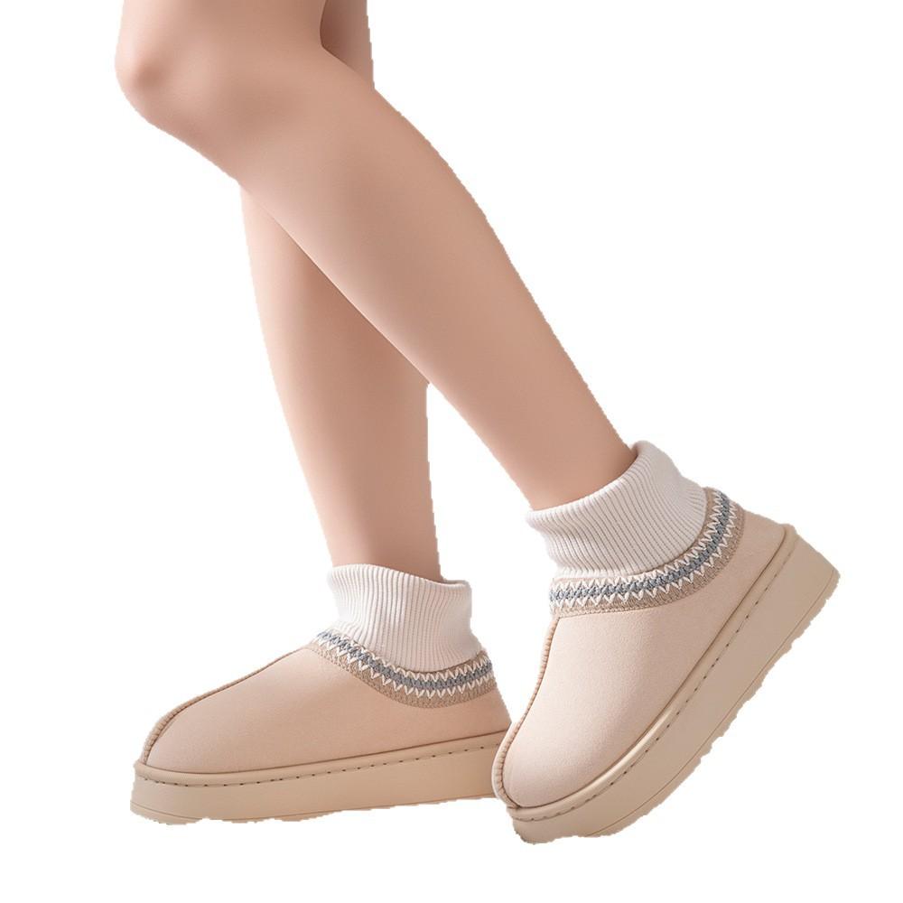 2025 neue Schneestiefel Zuhause draußen warm verdickte Baumwollpantoffeln Wildleder All-inclusive Paar Baumwollpantoffeln