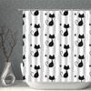 Cartoon Cat White Shower Curtain Waterproof Pattern Print Polyester Bath Curtains Multi-Size With Hooks Bathroom Screen Decor