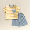 2026 Cute Cartoon Stripe Two-Piece Set: Short Sleeve T-shirt & Shorts for Small/Medium Children - Antibacterial, Class A.