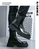 Men's High-End Velvet-Lined Chelsea Motorcycle Boots - British Style, Thick-Sole, Height-Increasing, Warm for Autumn & Winter