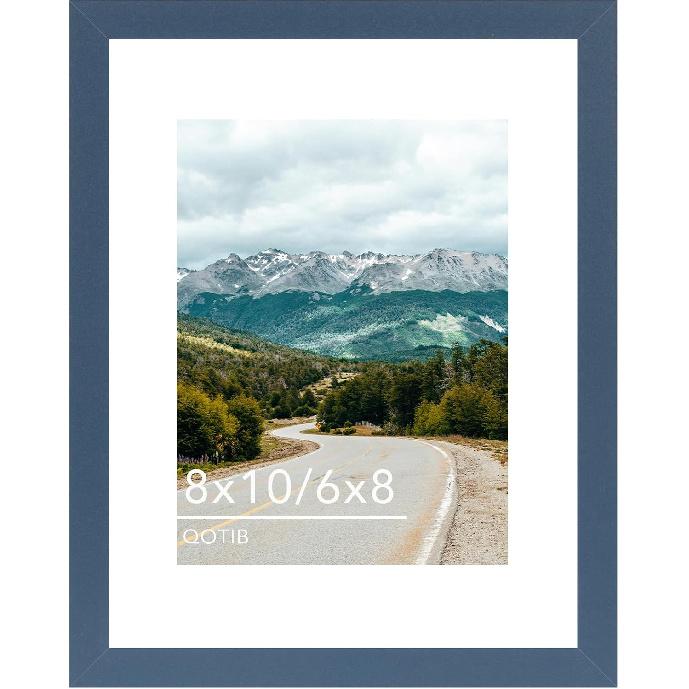 8x10 Picture Frame with 6x8 Mat, Display 6x8 with Mat or 8x10 Without Mat, Wood 8 by 10 Photo Frame, 8 x 10 Frame for Wall Hanging and Tabletop