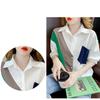 Women's Spring Autumnturn-down Collar Button Solid Patchwork Pockets Long Sleeve Cardigan Shirt Coats Casual Elegant Tops