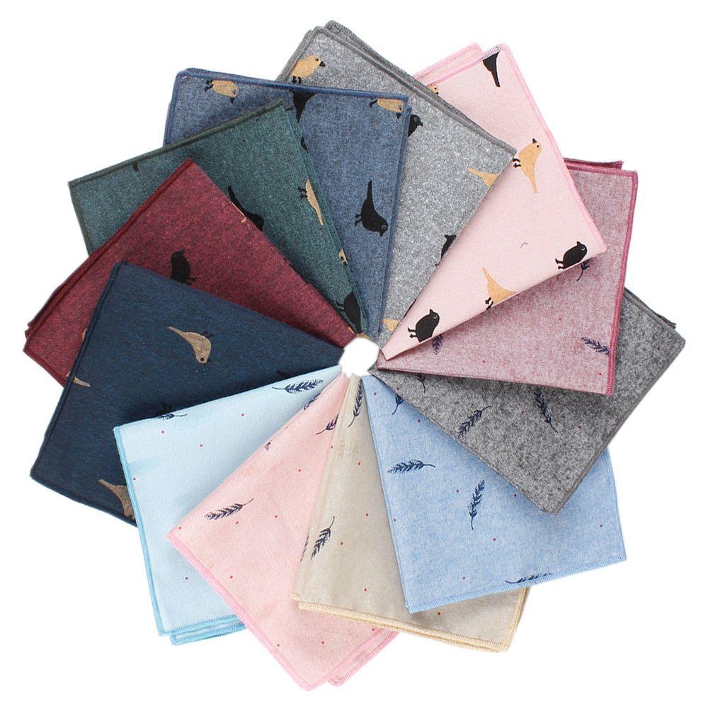 Bird Pattern Formal Suit Gentlemen Hanky Pocket Square Handkerchief for Wedding Dress Party