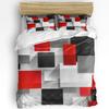Geometric Red Black Gray Solid Abstract 3pcs Bedding Set For Double Bed Home Textile Duvet Cover Quilt Cover Pillowcase