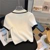 New Knitted Short Sleeve Women Blouse Summer Lapel Loose Slim Fit Ice Silk Shirt Pullover Sweater Casual Simple Sweet Tops Elegant Fashion Clothing