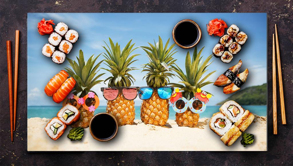 Szklana płyta ochronna na kuchenkę 90x52 Ananas