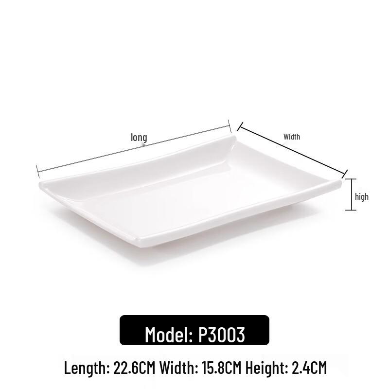 

White Melamine Rectangular Steamed Rice Noodle Roll Plates