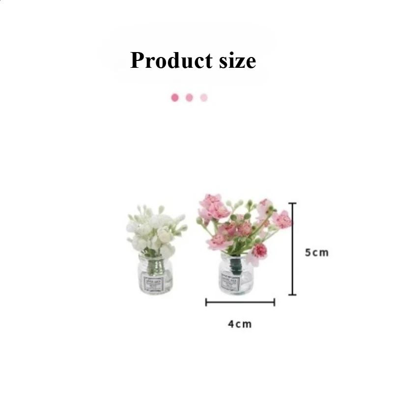 Car Center Console Air Outlet Simulated Flower Clips Ornaments Babysbreath Jasmine Glass Vase Ornaments For Girls Decorations