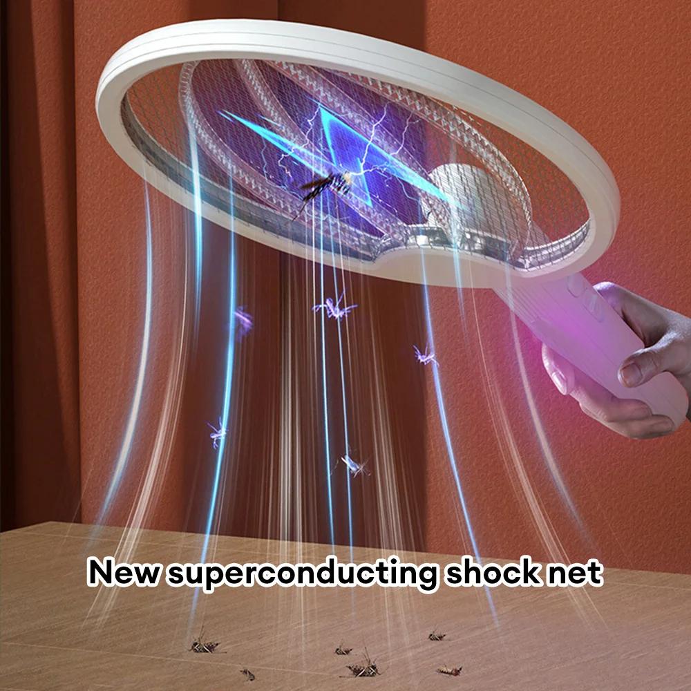 Foldable Electric Mosquito Killler Wall Mounted Handheld 2 In 1 USB Charing Home Fly Swatter Lightwave Lure Mata Fly for Camping