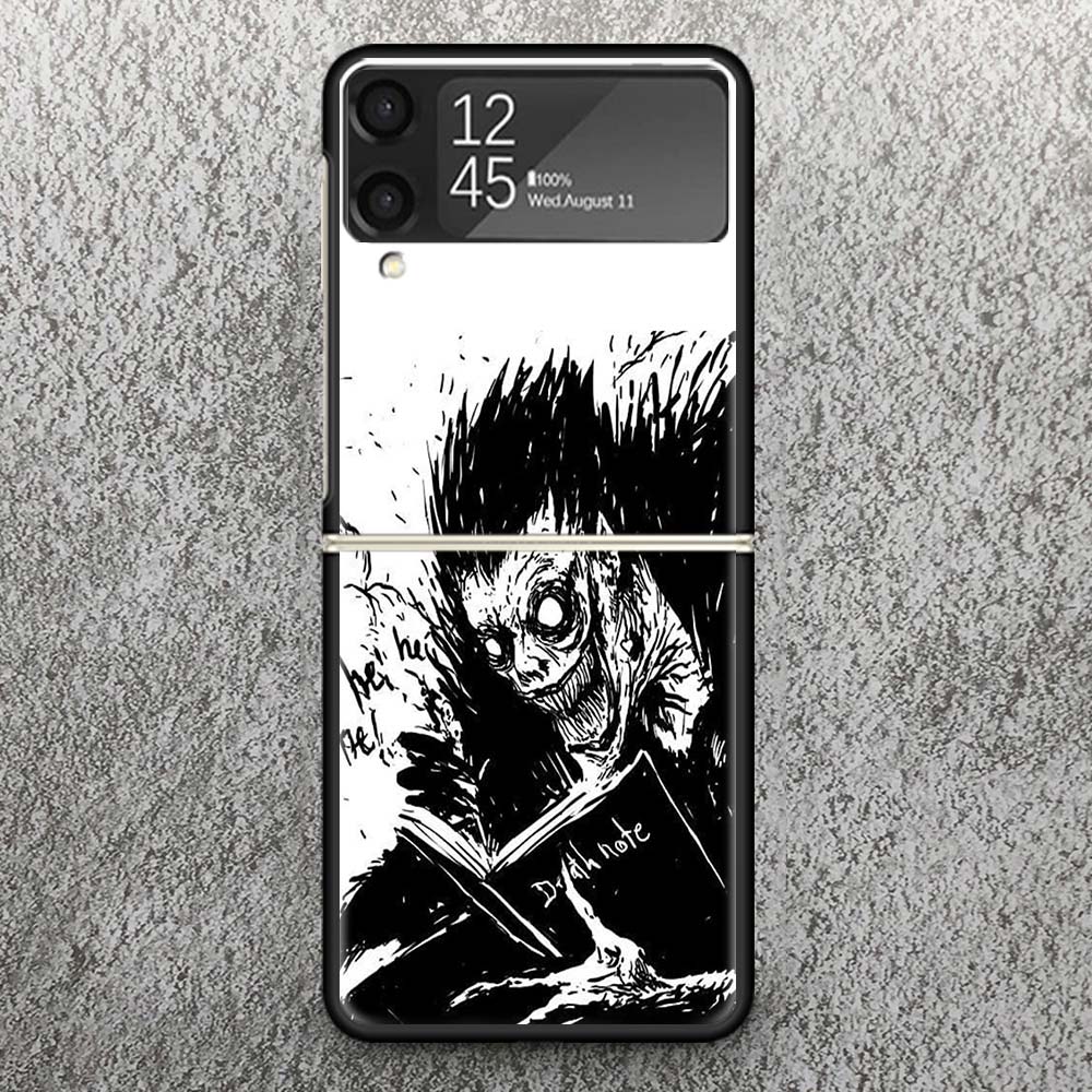 

N-Note D-Death Anime Ryuk Print Case For Samsung Galaxy Z Flip 3 4 5 6 7 5G Phone Shell Flip7 Flip6 Flip5 Flip4 Flip3 Pattern Co Samsung Z Flip 5