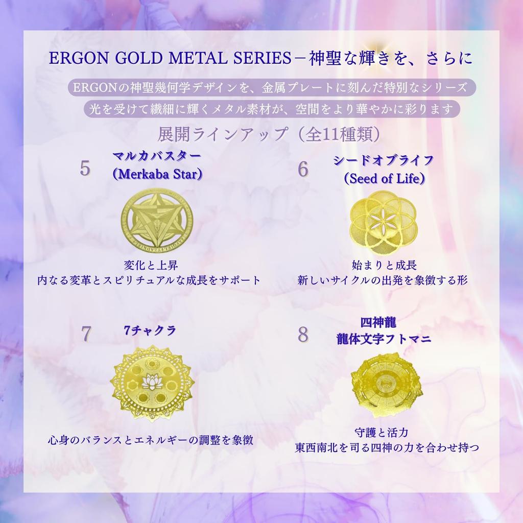 ERGON Metatron Cube GOLD Energy Card Ancient Sacred Geometry Good Fortune Luck Amulet 7cm Metal Plate