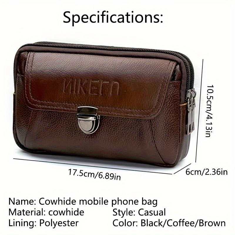 Premium lærtelefonhylster - Stor kapasitet, flerlagsdesign for smarttelefoner | Slitesterk og stilig herre midjepakke