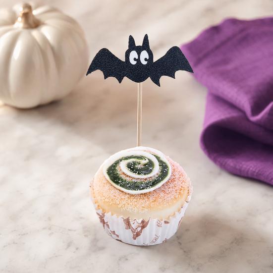 8 Pcs Halloween Bat Cupcake Toppers Black Bat Cake Picks for Halloween Baby Shower