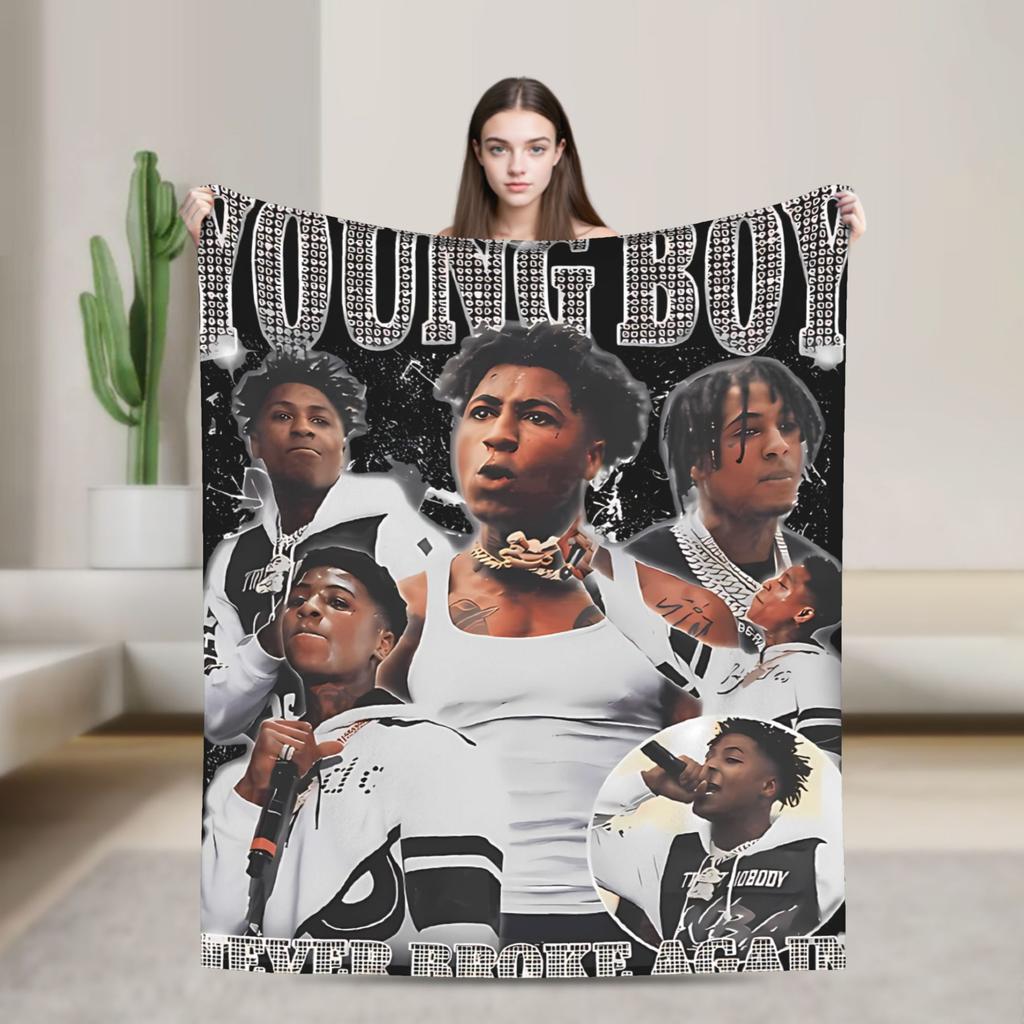 YoungBoy Never Broke Again Decke Warm Street Trend Plüsch Überwurfdecke für Sofa Sessel Reisen Büro Tagesdecke Bettbezug