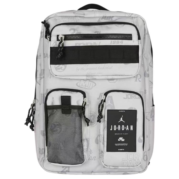 Jordan Logo Zip Closure Polyester Backpack Unisex Backpack White FV2566-012 White