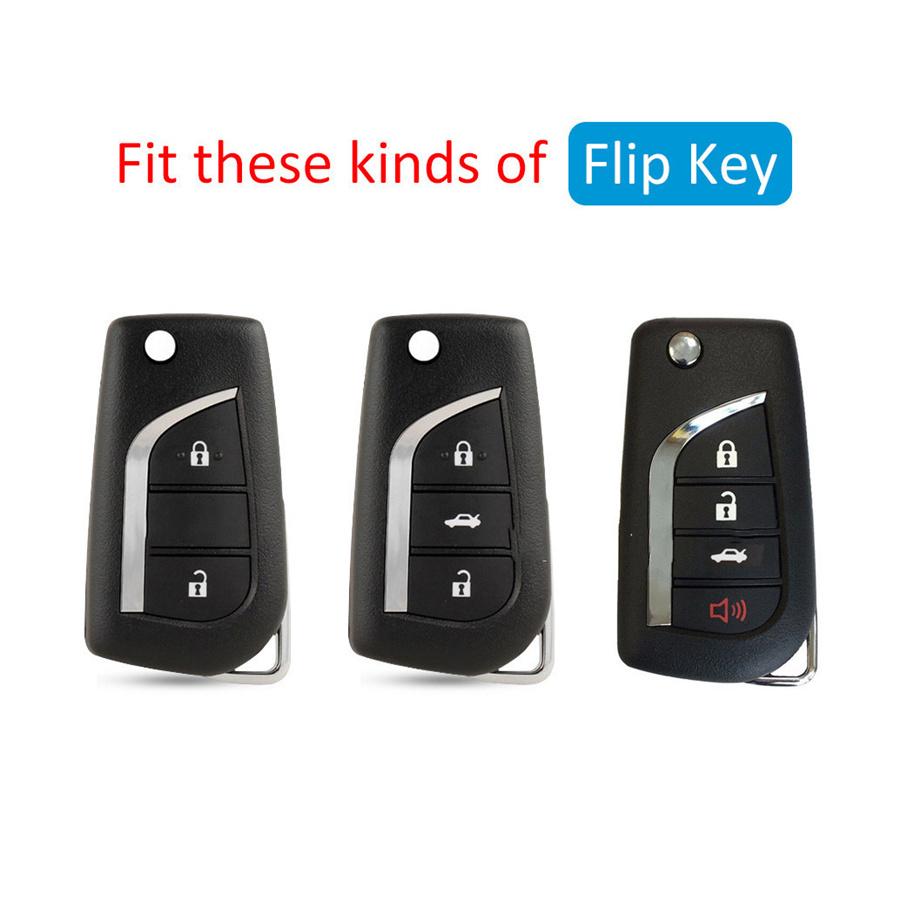 Carbon Fiber Flip Key Case Hard Shell Cover Accessories For Toyota Camry C-HR