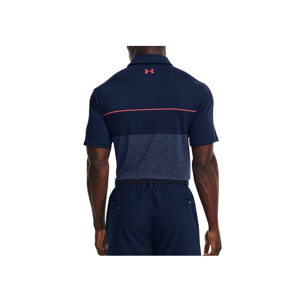 Under Armour Color Block Brand Logo Printed Golf Polo Shirt Men Polo Shirts Navy 1327037-473