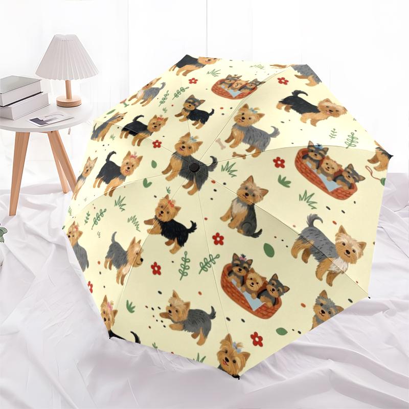 1 PC Automatic Folding Umbrella - Cute Dog Pattern, Portable & Foldable Design with 8 Ribs, Christmas Birthday Gifts