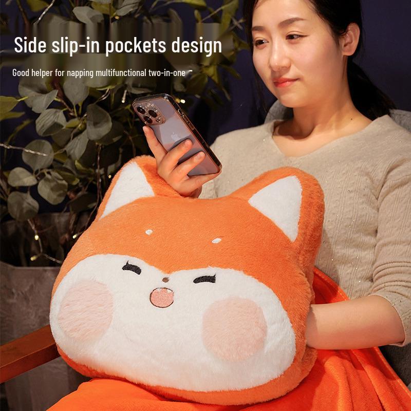 Adorable Rabbit 3-in-1 Air Conditioning Blanket, Throw Pillow, and Nap Pillow for Stomach Sleeping