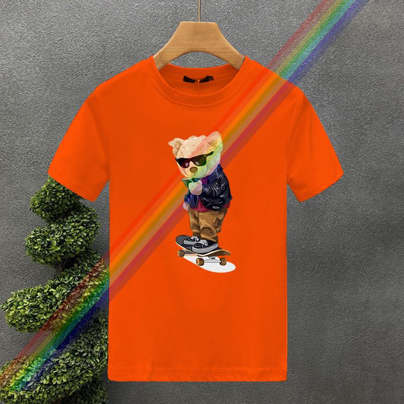 Fashion For Men's T-shirt High Quality 100% Cotton Skateboard Bear Print Summer Casual Cool Loose O-Neck T-Shirt Male Tops 2yk