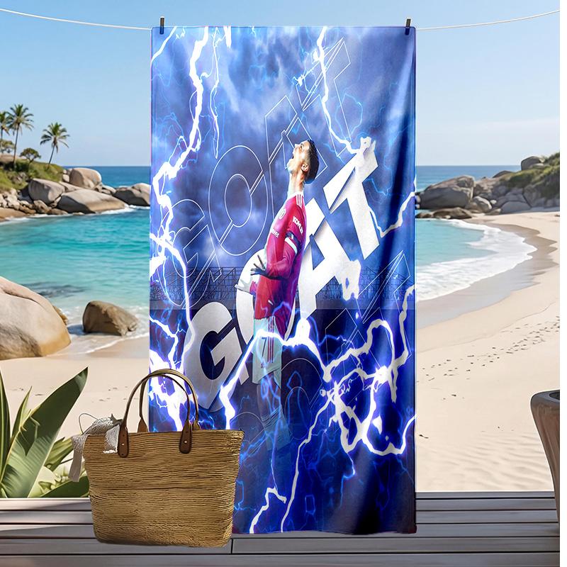 Cristiano Ronaldo Printed Beach Towel Quick Dry Soft TowelPortable Large Rectangular Beach Blanket for Travel Swimming Pool