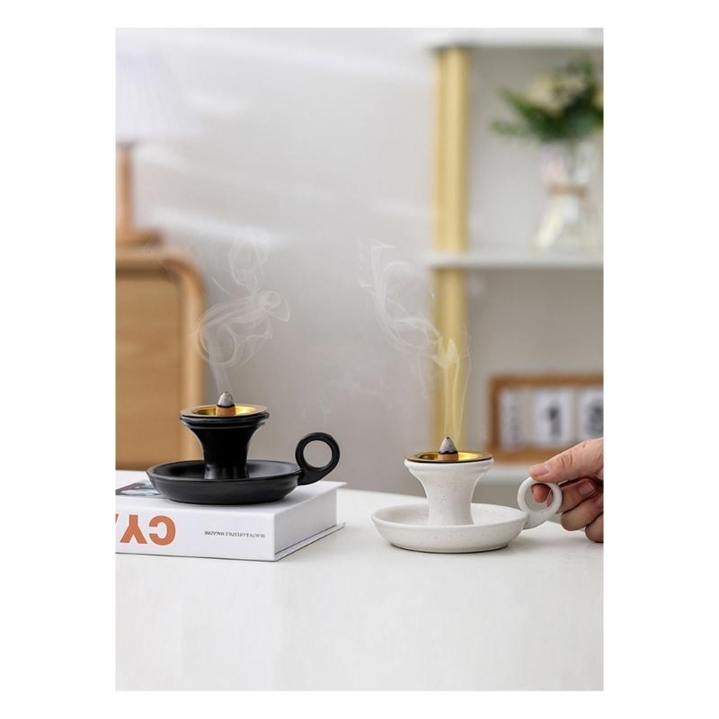Ceramics Incenses Holder,Cone Incenses Burners with Handle,Ashes Catcher,Aromatherapys Ornament Home Office Decorations