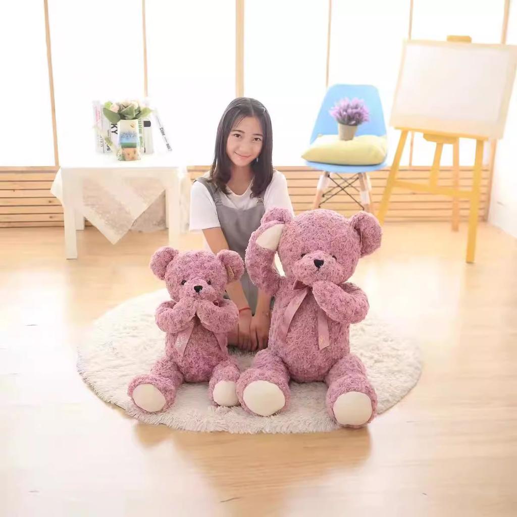 Teddy Bear Plush Toy Doll Hug Bear Girl Large Bow Tie Shy Bear Doll Bear