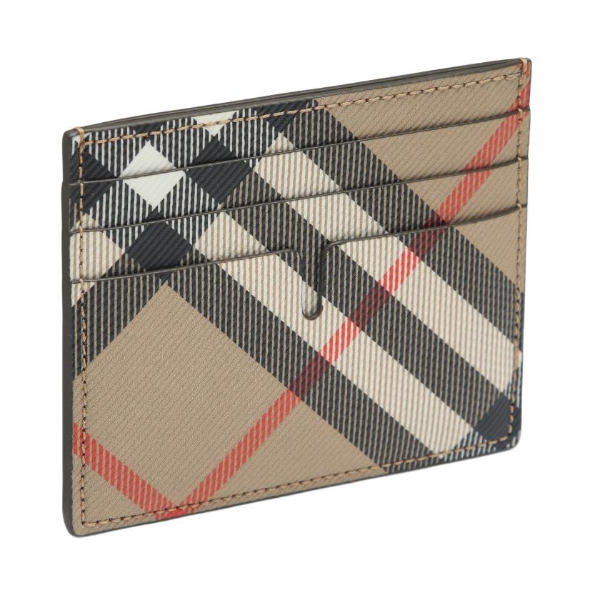 Burberry Check Color Block Design PU Card Holder Unisex Accessories Beige 81123051