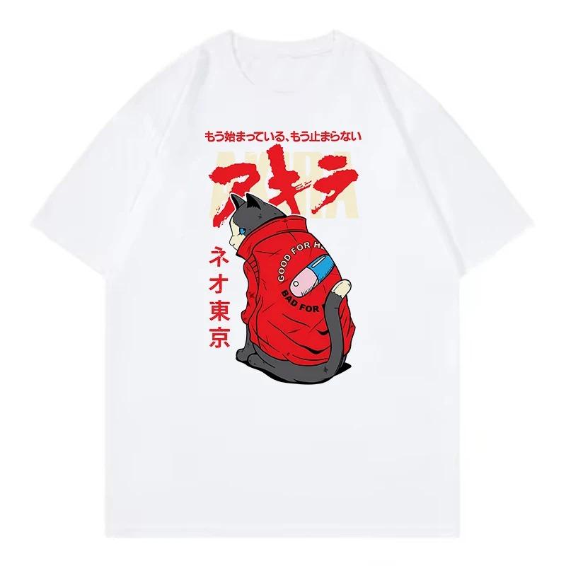 

Womens Anime Cat TShirt Neo Tokyo Graphic Tee Summer Loose Short Sleeve Top Fashion Harajuku Retro Streetwear 4XL