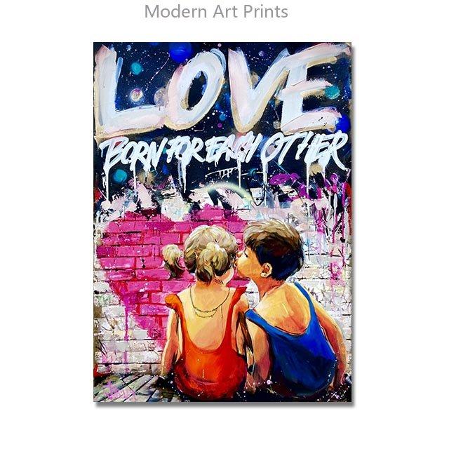 Abstract Love Theme Poster Print Canvas Painting Graffiti Pop Wall Art Hanging Picture For Living Room Modern Home Decor Unframe