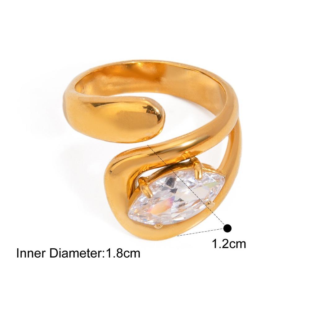 

Кольцо из нержавеющей стали с цирконом, блестящее, с 18-каратным золотым покрытием, кольцо с линейным дизайном, кольцо с кубическим цирконием, для вечеринки Style 9