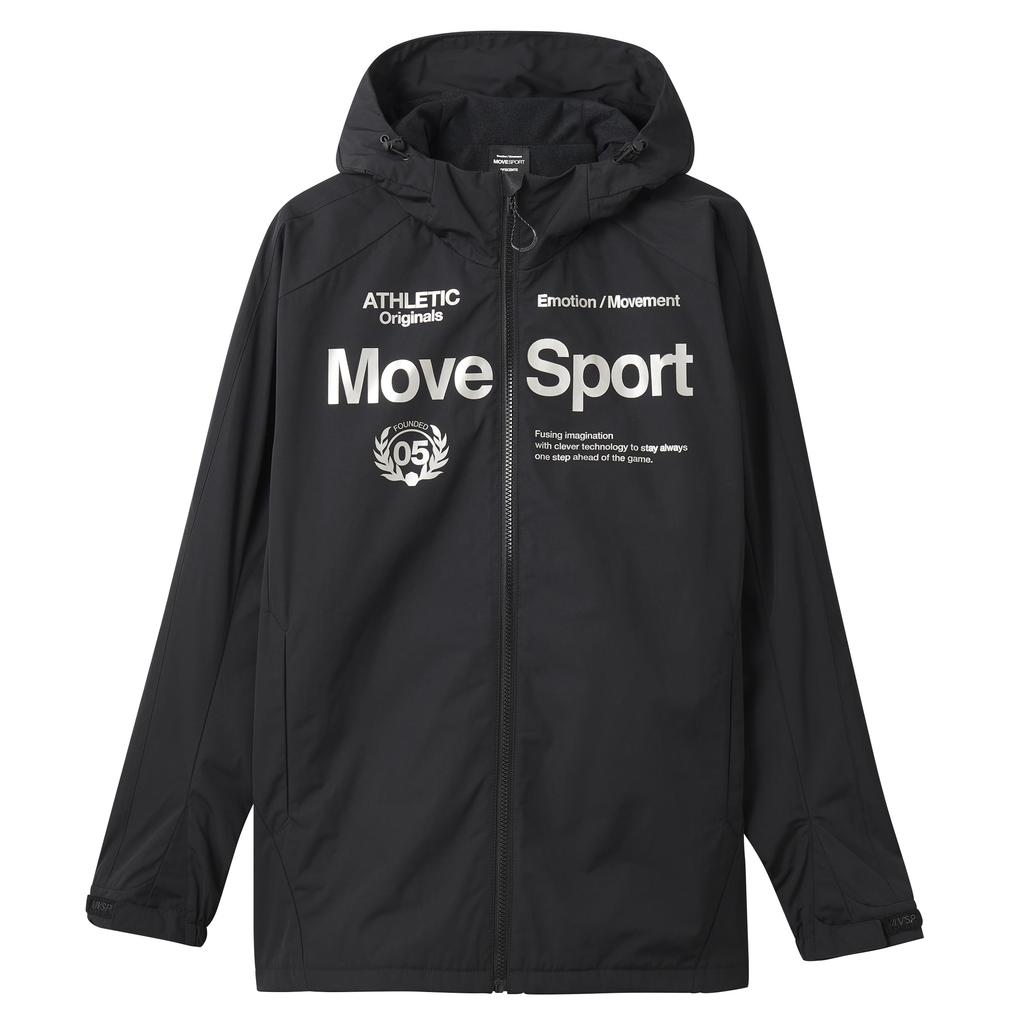 Move Sports Descente HEATNAVI Brushed Authentic Black Windbreaker, Logo, Full-Zip Hoodie, Water-Repellent, Windproof, Training,