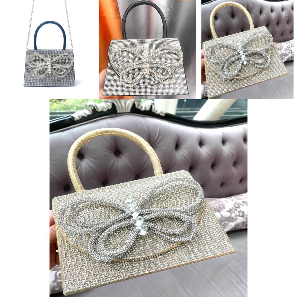 Stylish Cross-border Wedding Party Dress Bag With Rhinestone Butterfly Bow