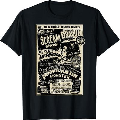 Τ-Shirt Ταινίας Τρόμου Μούμια Δράκουλα Λυκάνθρωπος Φρανκενστάιν