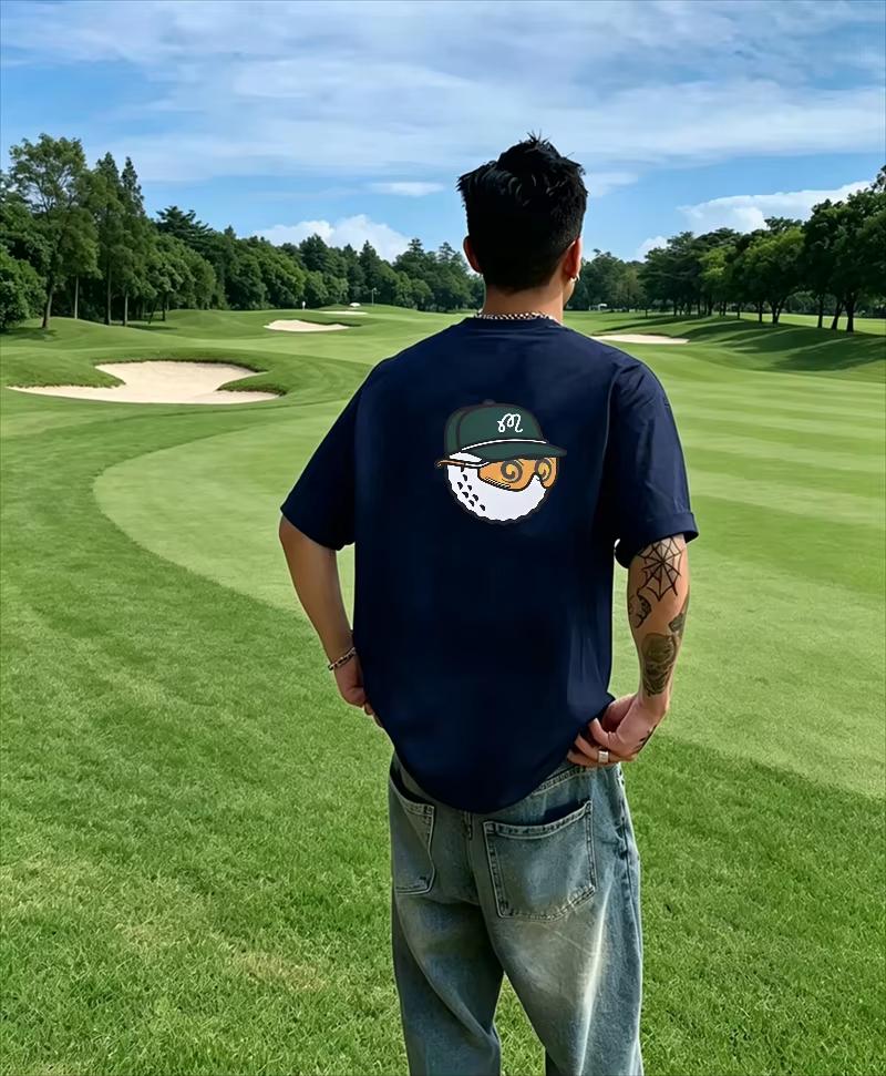 White Retro Sports Trendy Golf Wear Brand Tshirt Cotton Graphic Tee Unisex Unisex Summer Streetwear