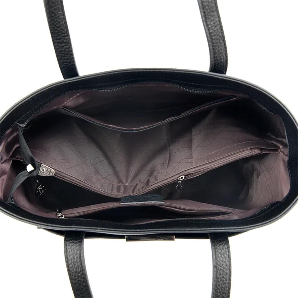 Genuine Brand Soft Leather Shoulder Bag For Women Luxury Designer Casual Tote Bag Ladies Purse Shopping Commuting