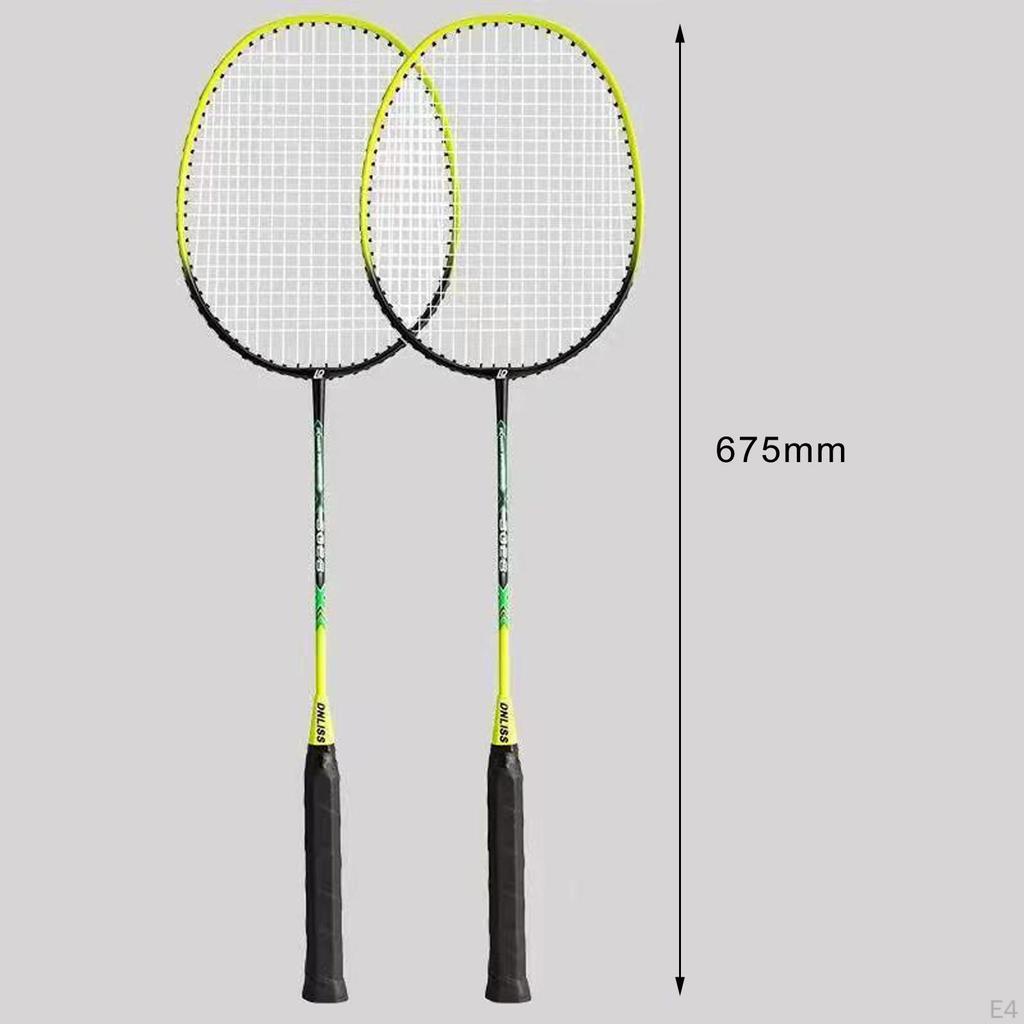 2x Badminton Rackets Lightweight Tennis Racquets for Lawn Gym Indoor Outdoor Orange