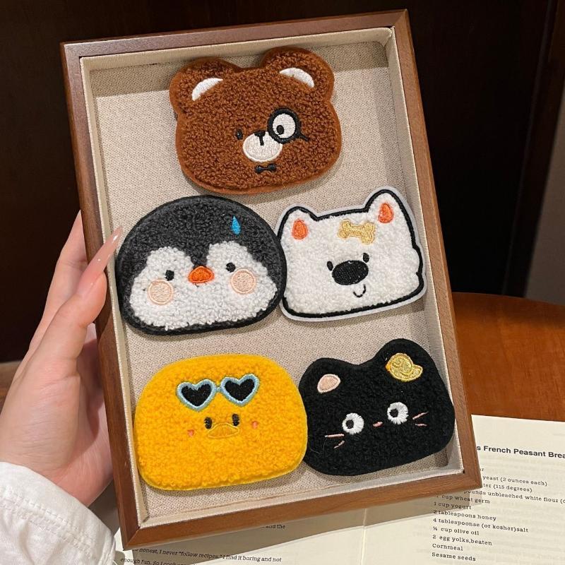 1/5Pcs Cute Animal Series Bangs Magic Paste Posts Hair Sticker Clip Women Magic Patch Hair Accessories Styling Tool