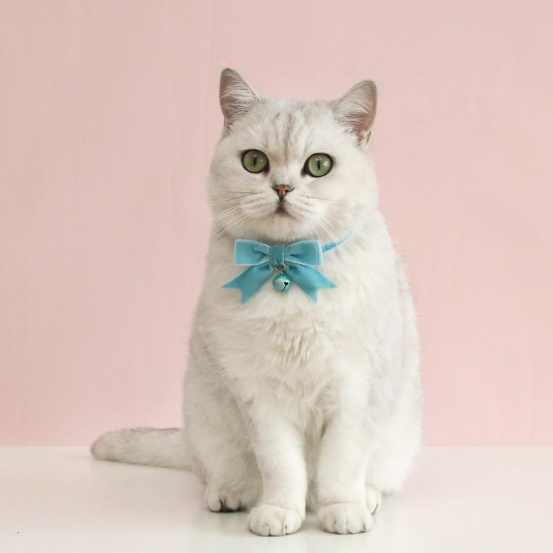 Adjustable Velvet Bow Collar Cats Dogs Rabbits - Safety Breakaway Princess Necklace With Bell S Size