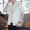 Men's Summer Tang Suit: Loose Stand-Up Collar, Chinese-Style Hanfu Zhongshan with Short Sleeves In Cotton and Linen