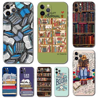 Books Phone Case for Iphone 14 5s 2020se 6 6s 7 8 Plus X 10 XR XS 11 12 13 Mini Pro MAX Black Tpu Back Cover