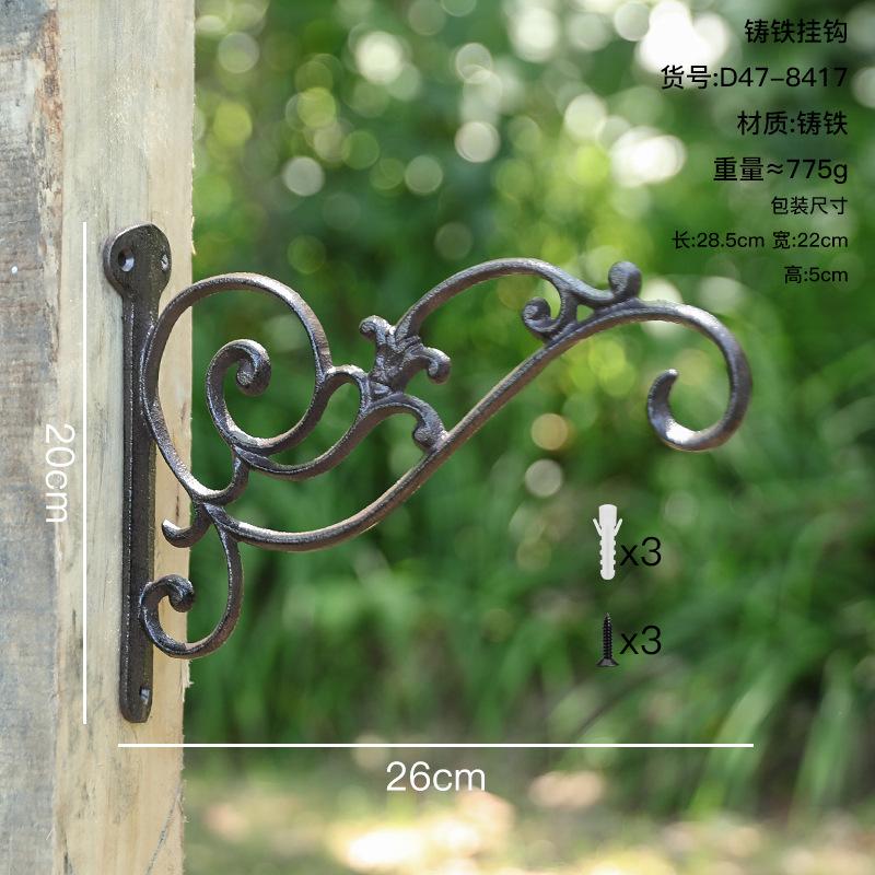 European Vintage Cast Iron Bird Hook Distressed Finish for Garden Patio Outdoor Wall Decor