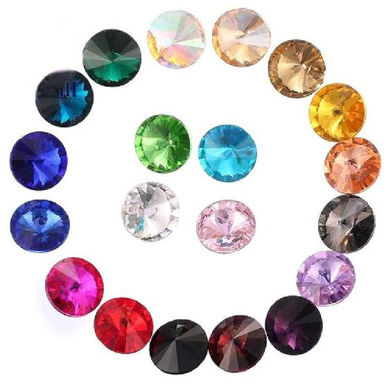 ChangJin 100PCS Mixed Colors Point Back Crystals Rhinestone Rivoli Fancy Glass Stones (Various Sizes) (12MM(100PCS))