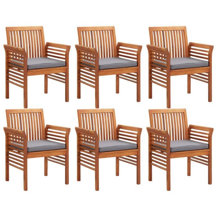 Maison Exclusive - Ensemble à manger d'extérieur 7 pcs et coussins Acacia solide
