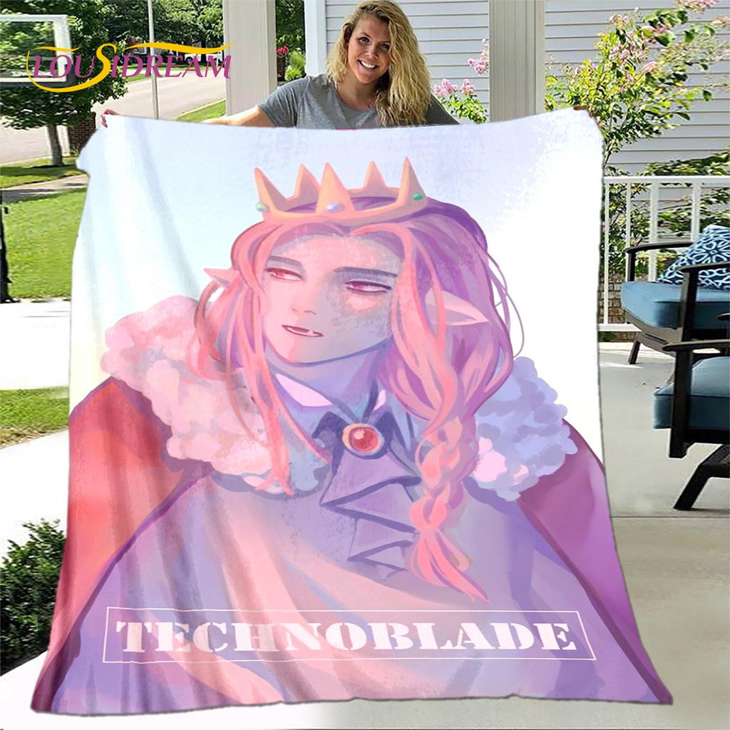 Weiche Plüschdecke mit Technoblade MC-Spiel-Cartoon-Motiv, Flanelldecke, Überwurfdecke für Wohnzimmer, Schlafzimmer, Bett, Sofa, Picknickdecke für Kinder