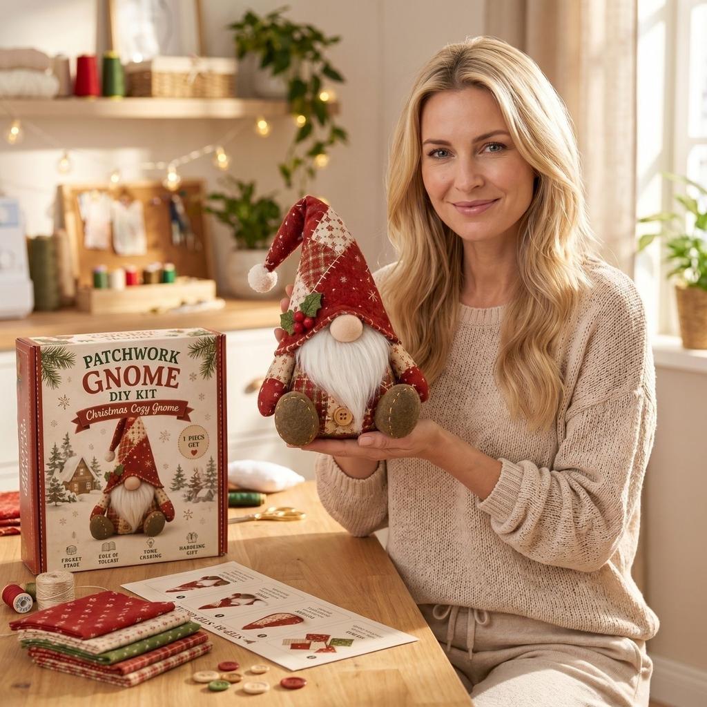 Kit de Parche de Gnomo DIY - Set de Costura Navideño para Decoraciones Festivas