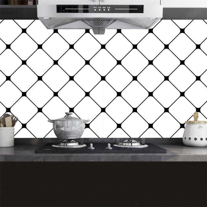 Gitter Küchenölfest Aufkleber Feuerfest Hochtemperaturbeständig Wandaufkleber Selbstklebende Arbeitsplatte Schrank Tapete