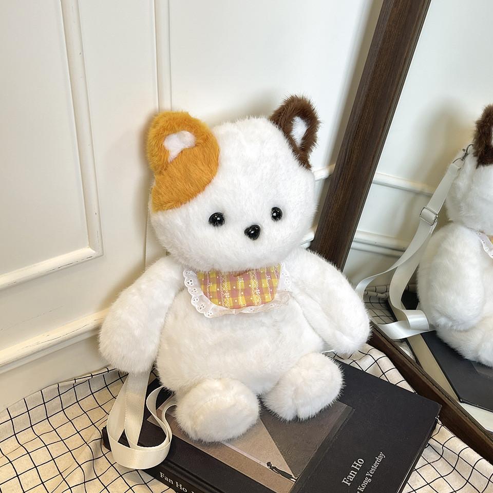 Plush Bear Cat Cartoon Mini Backpack With Zipper And Open Storage Outings Casual