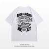 American high street trendy brand letter printing heavy cotton short-sleeved T-shirt women's summer loose and versatile couple top ins
